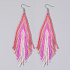 Handmade Glass Seed Beads Tassel Dangle Earrings EN2812-8-1