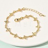 Clear Cubic Zirconia Cross with Virgin Link Chains Bracelet BJEW-G773-05G-2