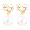 Valentine's Day Brass Clear Cubic Zirconia Dangle Stud Earrings EJEW-Z164-07G-01-4