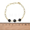Natural Black Onyx(Dyed & Heated) Faceted Flat Round Beaded Brass Paperclip Chain Bracelets GG-CBA37F5-02G-12-5
