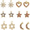 12Pcs 6 Style Alloy Rhinestone Pendants FIND-FH0002-72-1