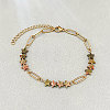 Natural Unakite Star Beaded Bracelets with 304 Stainless Steel Paperclip Chains WGC91F5-04-1