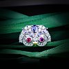 Brass Micro Pave Cubic Zirconia Cuff Rings FS-WG45AF6-01-2