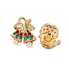 Christmas Alloy Colorful Rhinestone & Plastic Asymmetrical Stud Earrings for Women EJEW-M256-02C-G-2