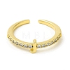 Clear Cubic Zirconia Initial Letter Open Cuff Ring RJEW-H120-09G-J-2
