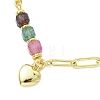 Brass Heart Charm Bracelets BJEW-JB13612-4