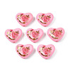 Flower Printed Opaque Acrylic Heart Beads SACR-S305-28-H04-1