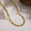 304 Stainless Steel Enamel Green Leaf Link Chain Necklaces for Women OR8327-2