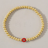 Golden Brass Round Beads Stretch Bracelets ZL1775-3-1