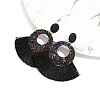 Bohemian Style Acrylic & Polyester Fan Tassel Stud Earrings FS-WGB5BEF-10-2