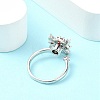 Flower Rotatable Open Cuff Rings for Women RJEW-G333-01C-3