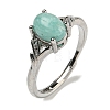 Oval Natural Gemstone Adjustable Rings RJEW-Q818-01P-3