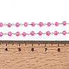 304 Stainless Steel with Glass Faceted Rondelle Bead Handmade Link Chain Birth Stone Necklaces for Women NJEW-G195-01G-05-5