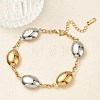 Two Tone Oval 304 Stainless Steel Link Bracelets for Women BJEW-A169-12GP-1