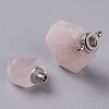 Hexagon Natural Rose Quartz Perfume Bottle Pendants G-H241-03F-P-3