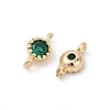 Brass Cubic Zirconia Flat Round Connector Charms KK-H204-02KCG-02-3