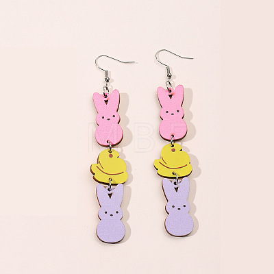 Easter Wood Dangle Earrings FS-WG30599-04-1