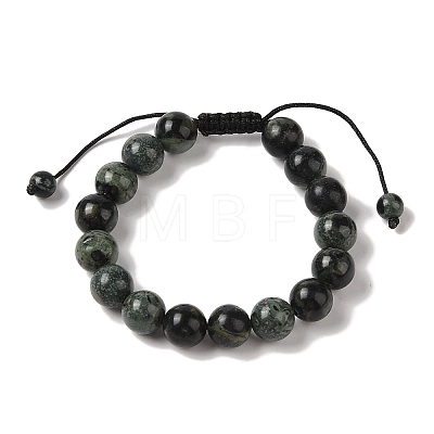 10mm Round Natural Kambaba Jasper Braided Bead Bracelets BJEW-C067-01C-21-1