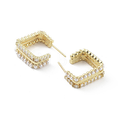 Square Brass Stud Earrings EJEW-Q811-36G-1
