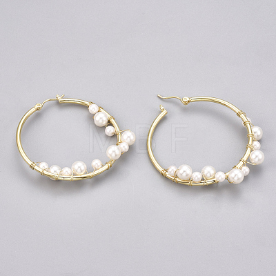 ABS Plastic Imitation Pearl Earring Hooks KK-S348-211-1