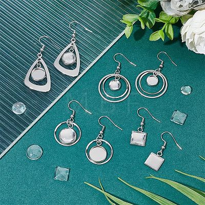 Unicraftale 12 Pairs 4 Style Glass Blank Dome Dangle Earrings EJEW-UN0002-21-1