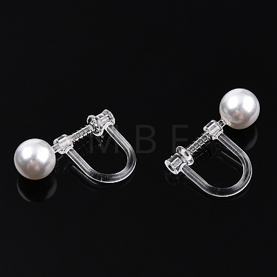 Resin Clip-on Earring Converter with ABS Plastic Imitation Pearl Beaded STAS-T064-02P-1