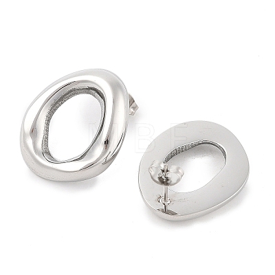 304 Stainless Steel Oval Stud Earrings EJEW-M073-06P-1