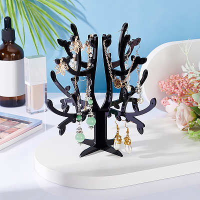 Opaque Acrylic Earring Display Tree Stands ODIS-WH0025-117-1