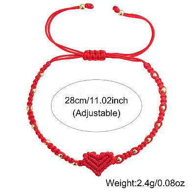 Braided Nylon Thread Heart Adjustable Bracelets ZR3363-2-1