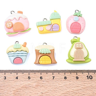 Opaque Resin Imitation House Pendants RE-CBA40A4-04-1
