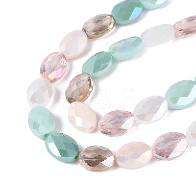 Electroplate Imitation Jade & Opaque & Transparent Glass Beads Strands X-EGLA-Q135-8x11MM-01C-1