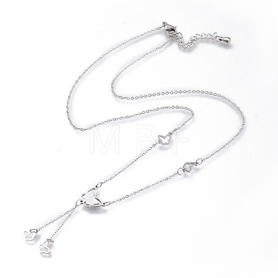 304 Stainless Steel Butterfly Lariat Necklaces NJEW-I240-17-1