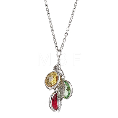 Stainless Steel and Glass Pendant Necklaces NJEW-JN04701-1