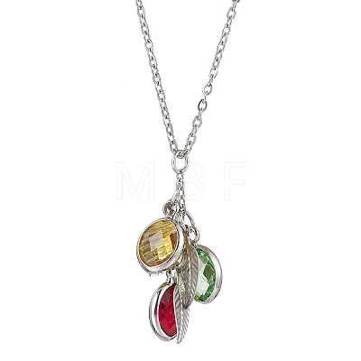 Stainless Steel and Glass Pendants Necklaces NJEW-JN04701-1