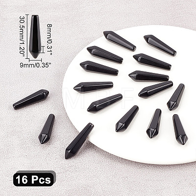 16Pcs Natural Obsidian Pointed Beads G-AR0004-88-1