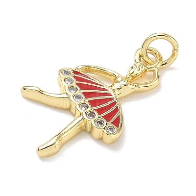Brass with Crystal Rhinestone & Red Enamel Pendants RB-CBA6830-13G-1