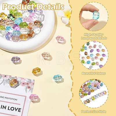 40Pcs 8 Colors Transparent Handmade Lampwork Beads LAMP-YW0004-37-1