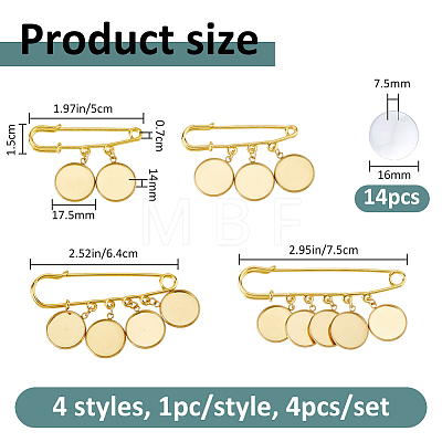 4Pcs 4 Styles Steel Kilt Pins DIY Jewelry Kits JEWB-FH00041-1