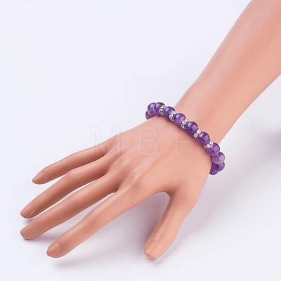 Natural Amethyst Stretch Bracelets BJEW-JB03210-05-1