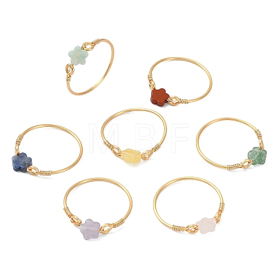 Natural Gemstone Beads Finger Rings RJEW-JR01041-1