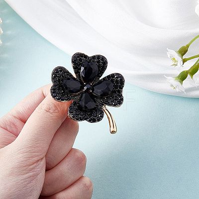 Cubic Zirconia Clover Brooch Pin JBR105F-1