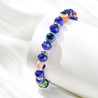 Resin and Glass and Brass Beaded Stretch Bracelets for Children BJEW-JB14017-1