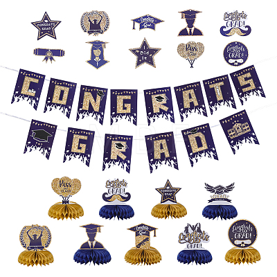 3Bags 3 Styles Graduation Season Paper Hanging Banners for Party Decorations AJEW-NB0009-40B-1