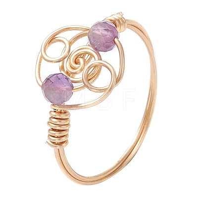 Natural Apatite & Garnet & Amethyst & Citrine Finger Rings RJEW-JR00801-1