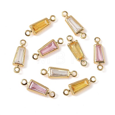 SHEGRACE Brass Pave Cubic Zirconia Trapezoid Connector Charms XGRQ2O349-444G-1