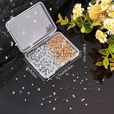 1000Pcs 2 Colors Brass Crimp Beads KK-BBC0029-45-1