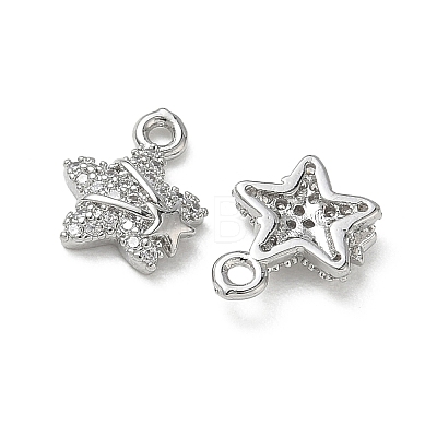 Brass Micro Pave Clear Cubic Zirconia Charms KK-P355-06P-1