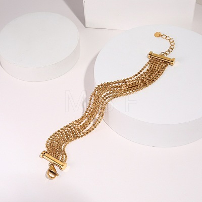 304 Stainless Steel Multi Strand Ball Chains Bracelets for Women FS-WGF1B10-01-1