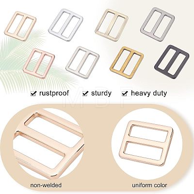 Olycraft 8Pcs 8 Colors Zicn Alloy Slider Buckles FIND-OC0002-01-1