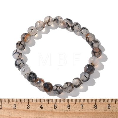 Natural Dragon Veins Agate Beaded Stretch Bracelets BJEW-Q692-02C-1